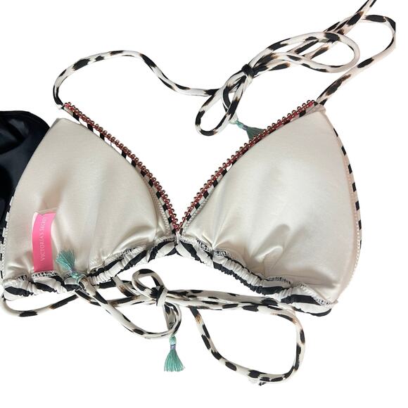 VICTORIAS SECRET+SUN STREAK Bikini Swimsuit   M/8  Boho Whimsey Embellished - Picture 7 of 10